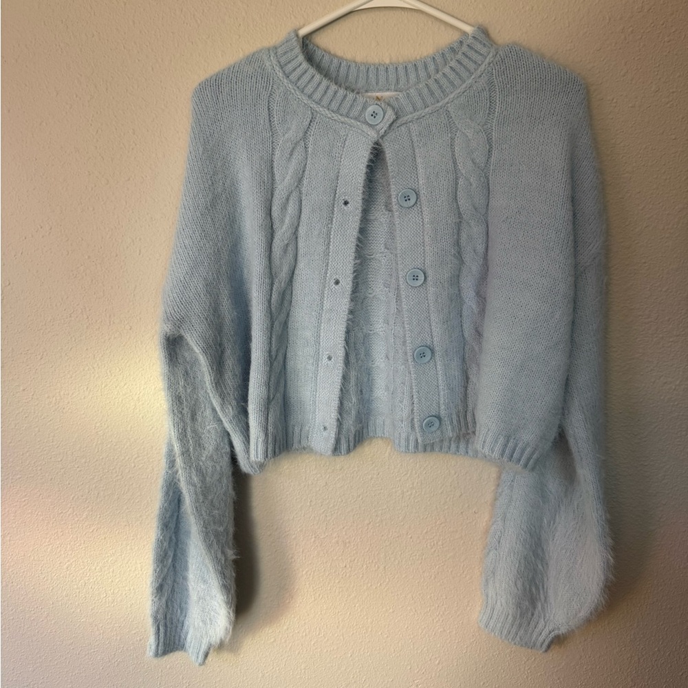 Light Blue Cable Knit Sweater